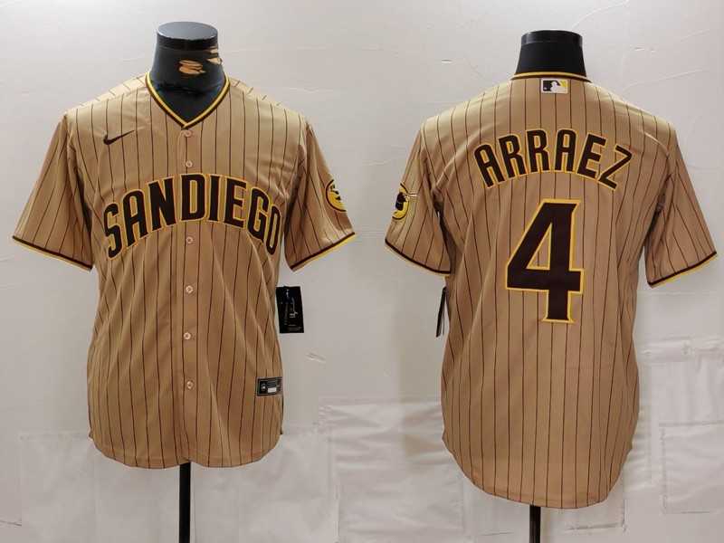Men%27s San Diego Padres #4 Luis Arraez Tan Cool Base Stitched Baseball Jersey->san diego padres->MLB Jersey